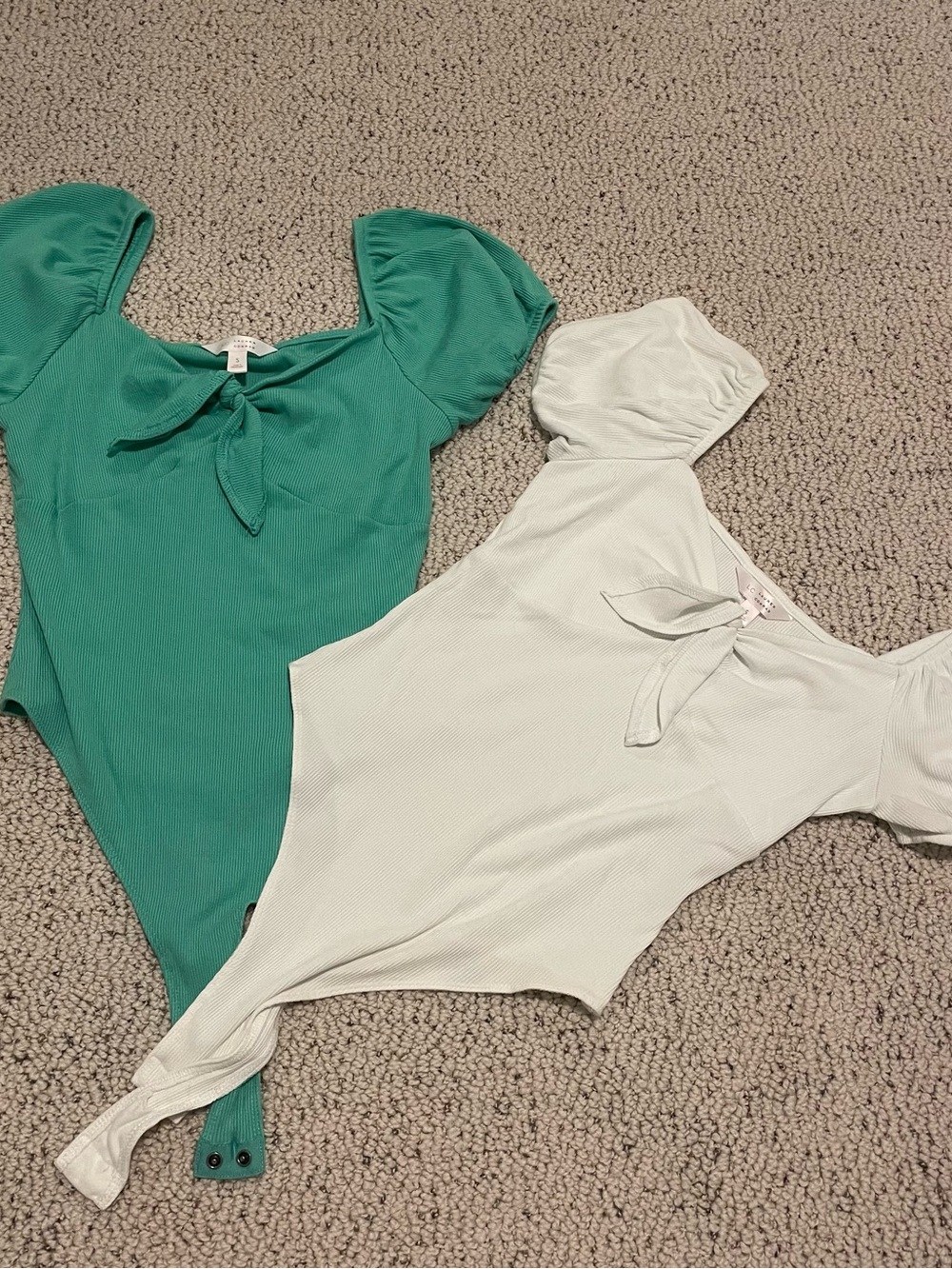LC Lauren Conrad bodysuits green and white